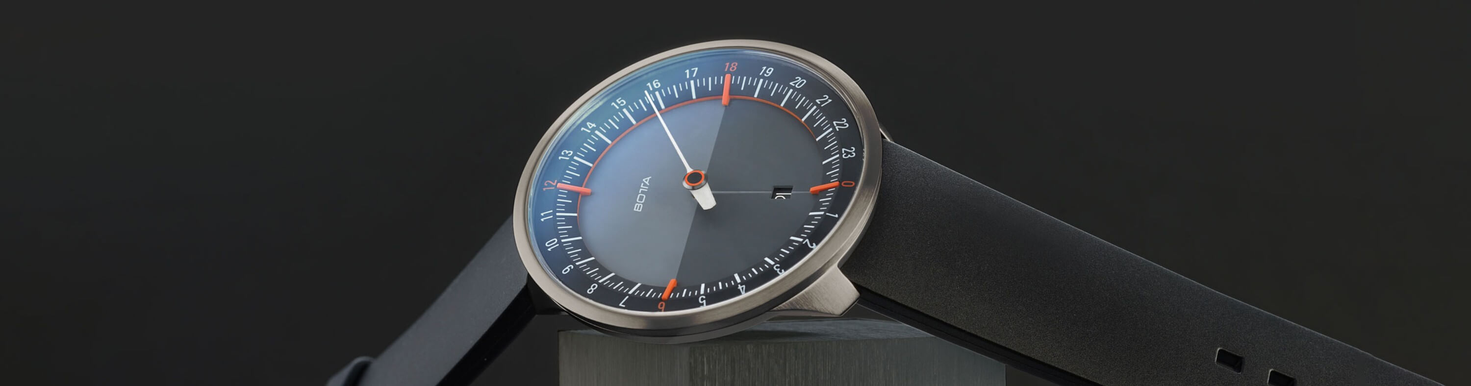 Black Orange Single Hand Quartz Titanium Plus Wrist Watch